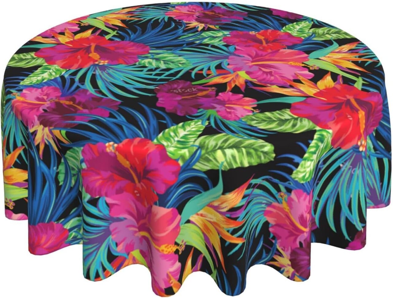 Mexico Round Tablecloth 60 Inch Washable Reusable Decoration Table Cover for Kitchen Party (Leaf)